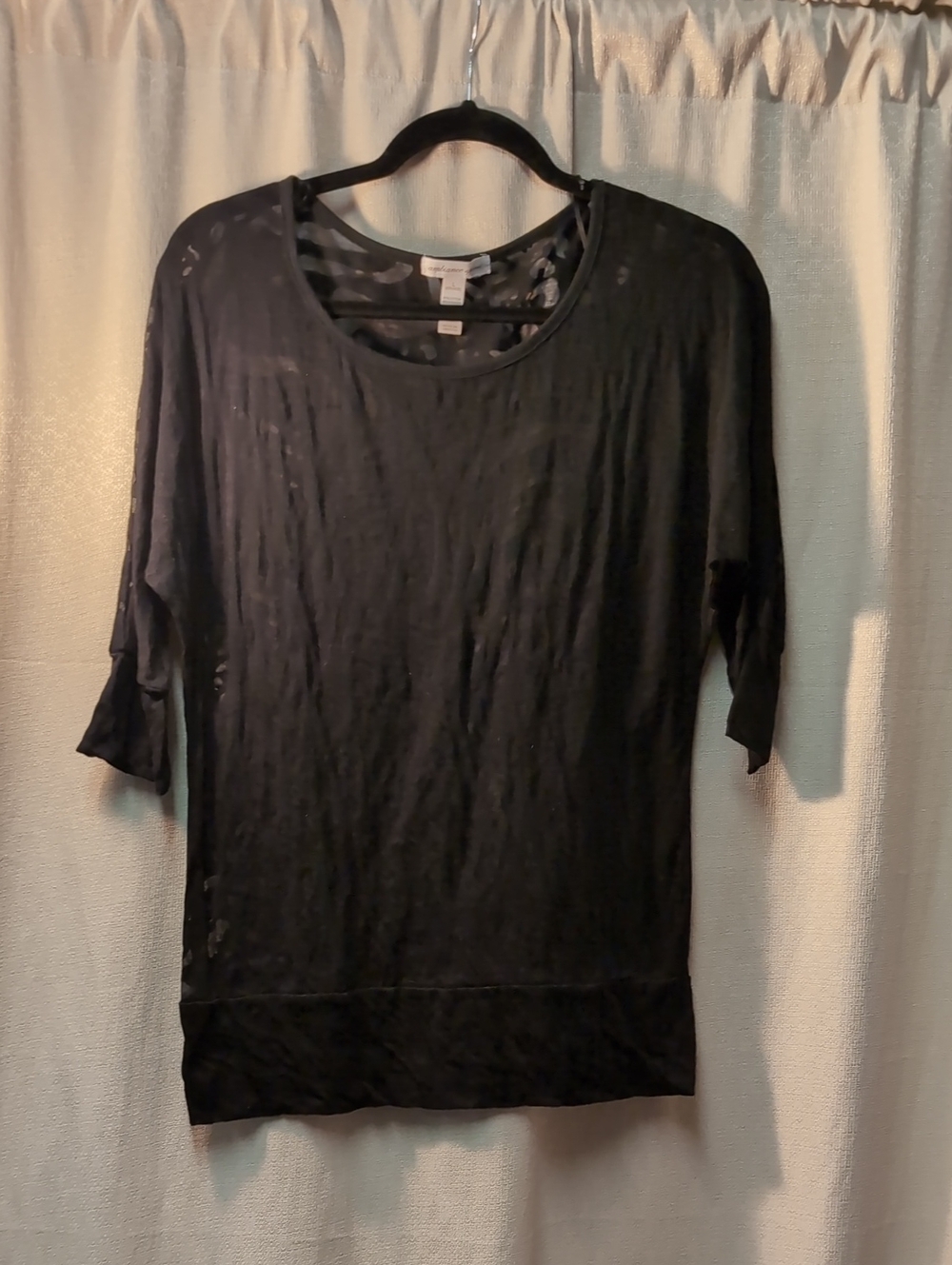 Ambiance Apparel | Semi- Sheer Burnout Textured Blouse